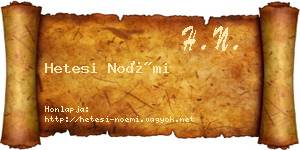 Hetesi Noémi névjegykártya