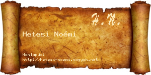Hetesi Noémi névjegykártya